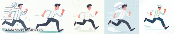 Fototapeta vector set of chefs running