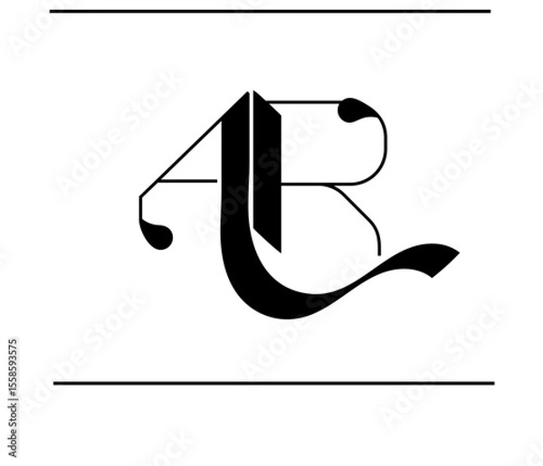 Obraz Stylish AR Initial Logo – Hand-drawn A and R Script Lettermark