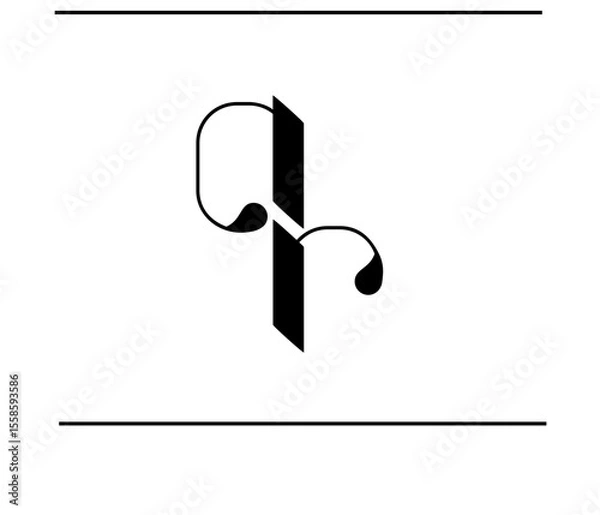 Obraz Luxury AR Alphabet Logo – Signature A and R Emblem in Calligraphy Font
