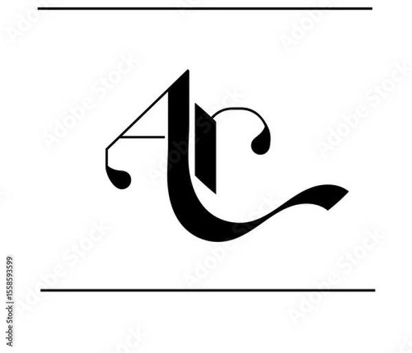 Obraz Minimalist AR Monogram – Modern A and R Overlapping Calligraphy Letters