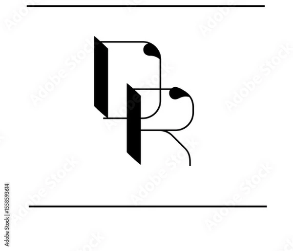 Obraz DR Alphabet Logo – Curved Script Monogram in Calligraphy Style