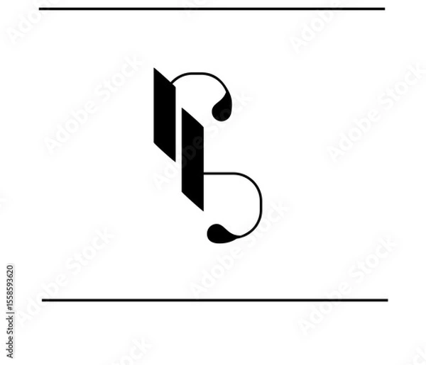 Obraz RB Script Logo – Interwoven R and B Letters in Calligraphy Style