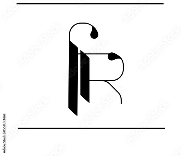 Obraz Handwritten FR Logo – Artistic F and R Alphabet Monogram