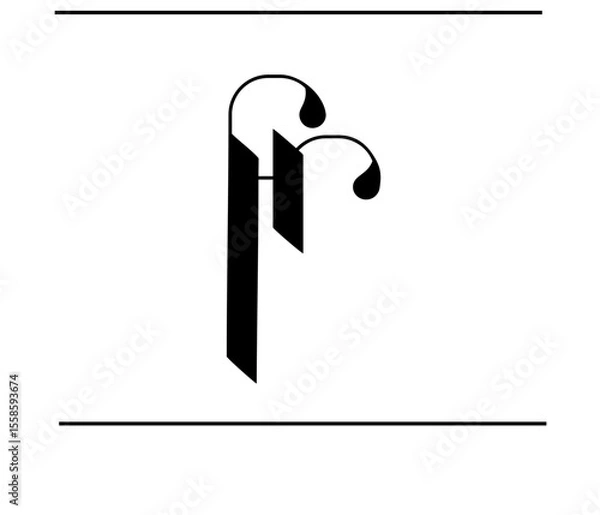 Obraz F and R Overlapped Calligraphy Logo – Luxury Alphabet Emblem