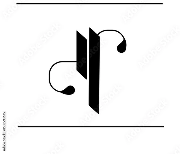 Obraz Ornamental DR Logo – Calligraphy D and R Letterform Emblem