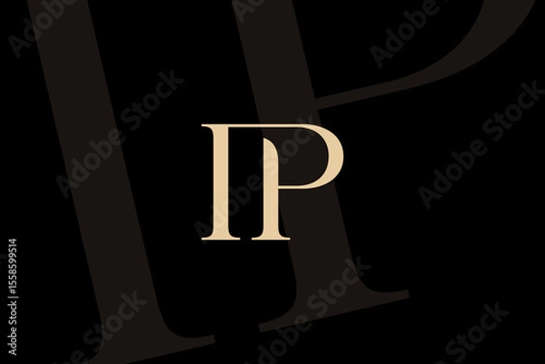 Obraz IP or PI letter logo icon design. Classic style luxury initials monogram.