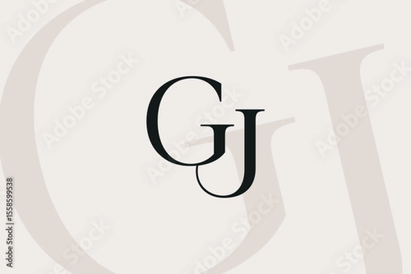 Obraz GJ or JG letter logo icon design. Classic style luxury initials monogram.