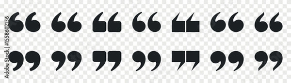 Obraz Quote mark flat vector icon set.