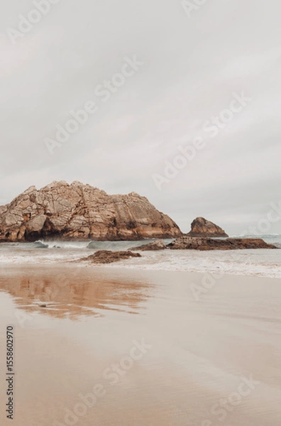 Fototapeta Cliffs by the ocean, summer beach background