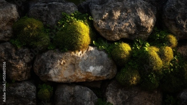 Obraz Moss-Covered Rocks in Natural Setting