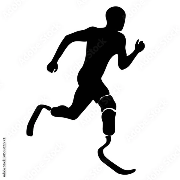 Fototapeta Paralympic athlete with bionic prosthesis: technological silhouette embodying determination and innovation.