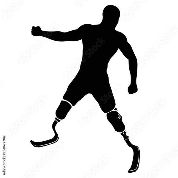 Fototapeta Paralympic athlete with bionic prosthesis: technological silhouette embodying determination and innovation.