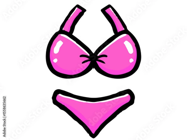 Fototapeta 	かわいいビキニの落書き風イラスト素材