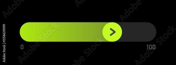 Fototapeta Gradient Progress Slider UI. Minimal Slider with Arrow Button. Modern Percentage Bar Interface