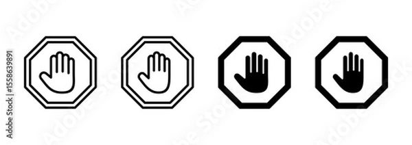 Obraz Stop icon vector. stop road sign. hand stop sign and symbol. Do not enter stop red sign with hand