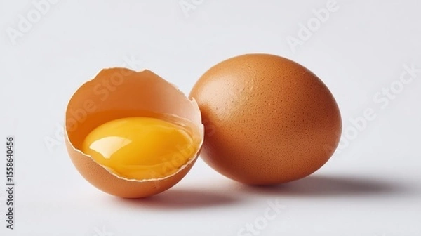 Fototapeta Two eggs with one of them cracked open