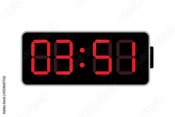 Fototapeta Digital Alarm Clock vector, Green and Red Glowing numbers digital clock,eps10