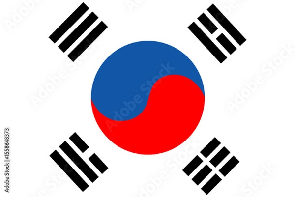 Fototapeta South Korea official flag vector with standard size and proportion.