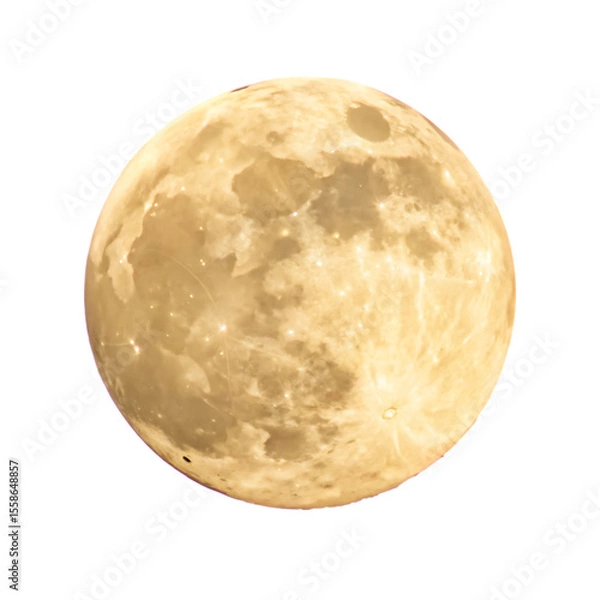 Obraz A beautiful and detailed full moon glowing brightly in the night sky isolated on a transparent background png