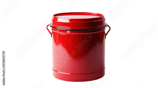 Fototapeta Safety canister for flammable liquid storage, red metal with spill-proof cap, Transparent background, PNG file