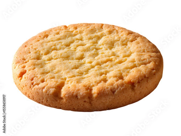 Fototapeta Single Round Butter Cookie Isolated on White Background