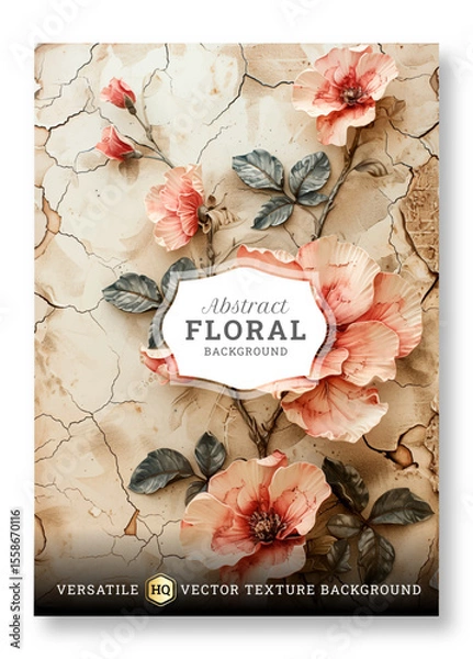 Obraz Simple blooming cover design, floral wedding invitation template design, versatile vector background, brochure template, Luxury invitation card background, invitation, abstract background, cover art