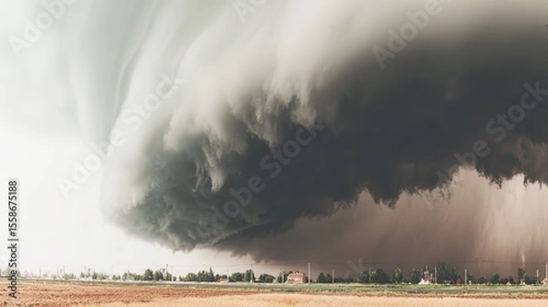 Obraz Dramatic storm clouds in deep blue, a sweeping skyscape with dynamic light, nature's raw power on display
