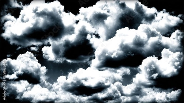 Obraz Dramatic storm clouds in deep blue, a sweeping skyscape with dynamic light, nature's raw power on display