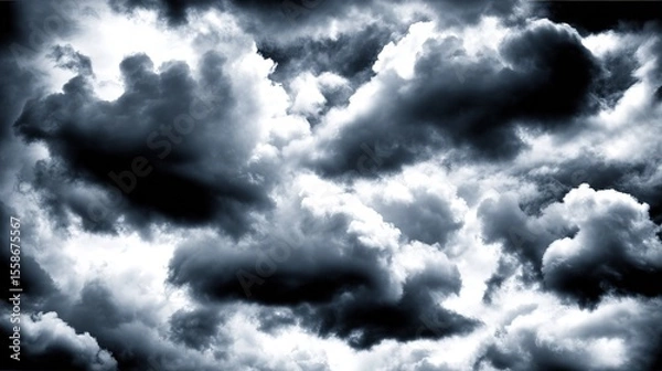 Obraz Dramatic storm clouds in deep blue, a sweeping skyscape with dynamic light, nature's raw power on display