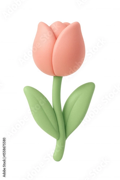 Fototapeta Unique 3D claymorphic flower icon designed with pastel colors for digital applications and creative projects