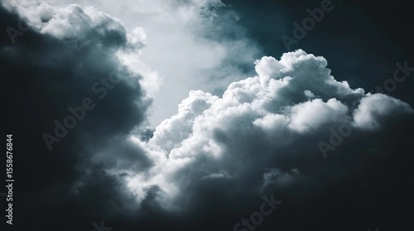 Obraz Dramatic storm clouds in deep blue, a sweeping skyscape with dynamic light, nature's raw power on display