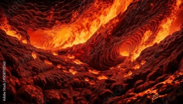 Fototapeta searing rage distorted lava expressions in fiery abstraction