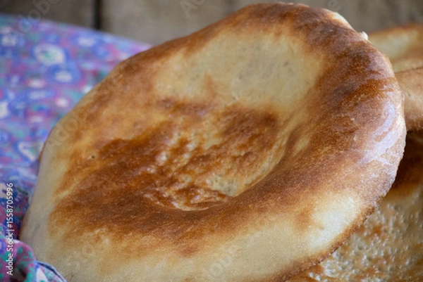 Obraz bread making in the village in  Uzbekistan