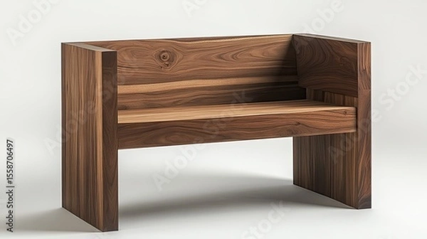 Obraz Wooden bench with hidden storage compartment, combining function and design