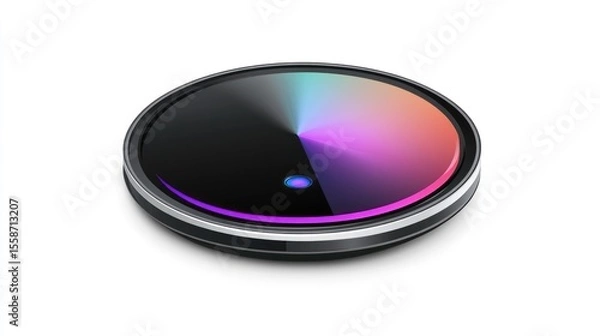 Fototapeta Round, black electronic device with colorful gradient display