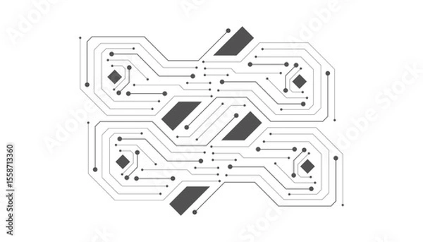 Obraz Computer communication cybernetic element. Circuit board vector illustration. High-tech technology background texture.