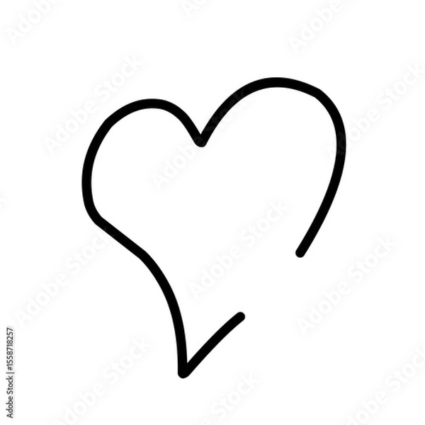 Fototapeta Heart doodles, decorative hearts line art, heart illustration borde, love symbol collection, isolated on white background