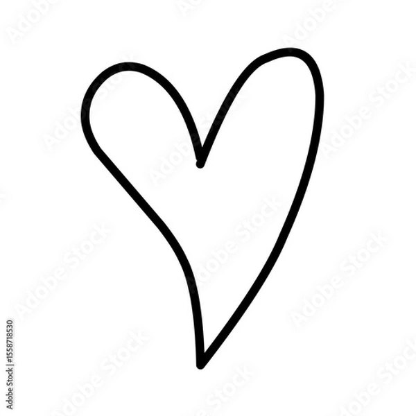 Fototapeta Heart doodles, decorative hearts line art, heart illustration borde, love symbol collection, isolated on white background