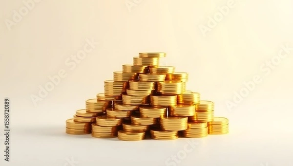 Obraz Clean symbolic visuals of money, coins, and finance elements captured in minimal, text-free compositions. AI-Generated!


