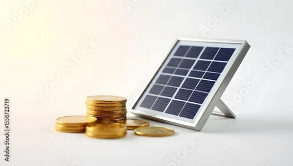Obraz Symbolic visuals blending money, savings, and green energy with clean minimal style and soft lighting. AI-Generated!

