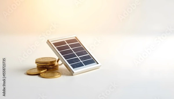 Obraz Symbolic visuals blending money, savings, and green energy with clean minimal style and soft lighting. AI-Generated!

