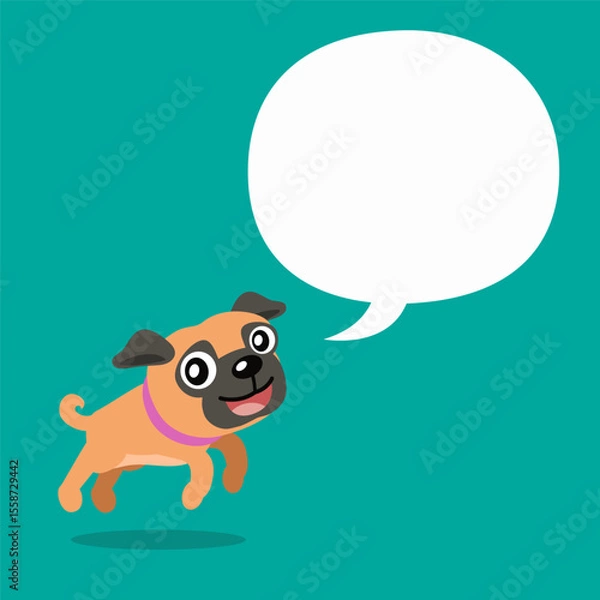Obraz Vector cartoon character cute bug dog with speech bubble