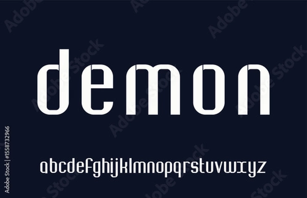 Fototapeta DEMON - Modern typography tech font. Minimal  typeface for a sport. Creative gaming fonts for logo design.