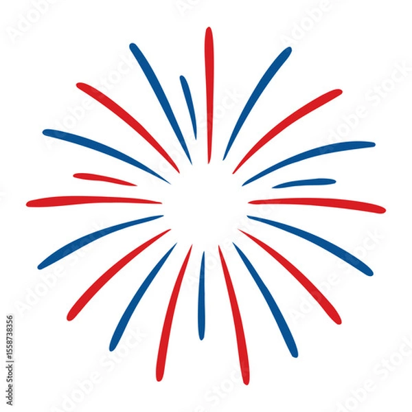 Fototapeta Illustration of a burst pattern with alternating red and blue stripes radiating outwards from center