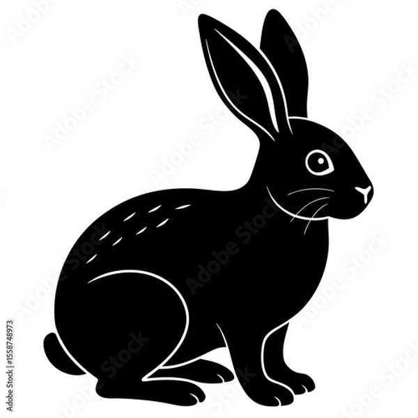 Fototapeta vector Silhouette of a rabbit with white background