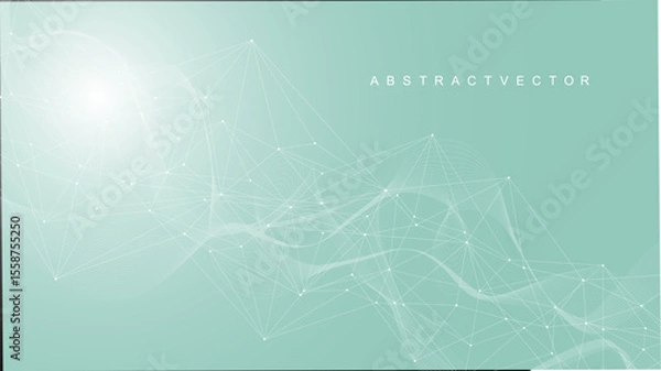 Obraz Geometric abstract background with connected line and dots. Structure molecule and communication. Big Data Visualization. Medical, technology, science background. Vector illustration.