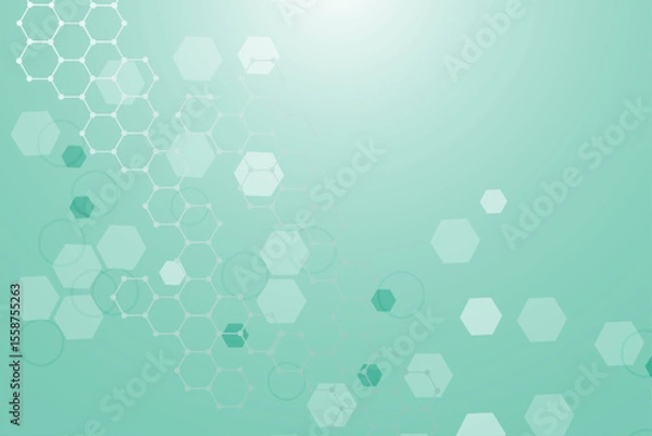 Obraz Abstract technology connect background lines and dots with hexagons. Modern hexagons technology concept design background. Vector illustration.