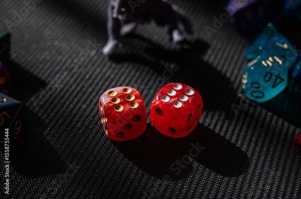 Obraz Two Red Translucent Six-Sided Dice
