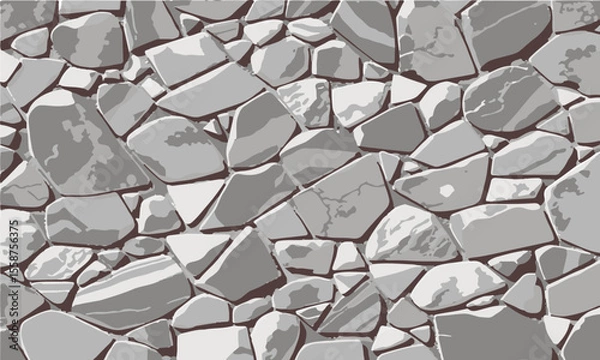 Fototapeta Stone wall texture, grey cobblestone surface, natural masonry background, abstract stonework design