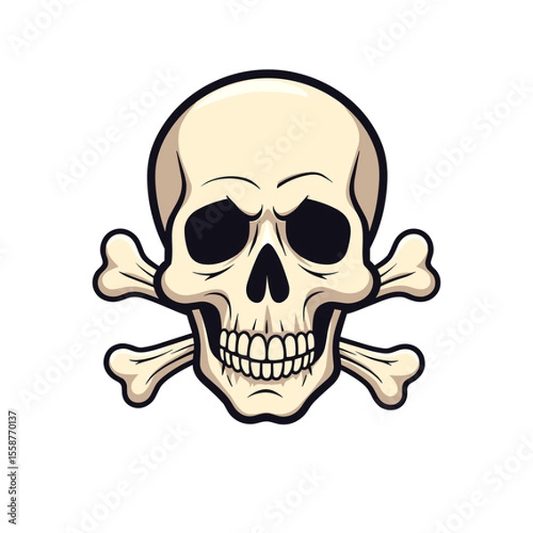 Fototapeta Pirate skull and crossbones emblem, danger warning symbol